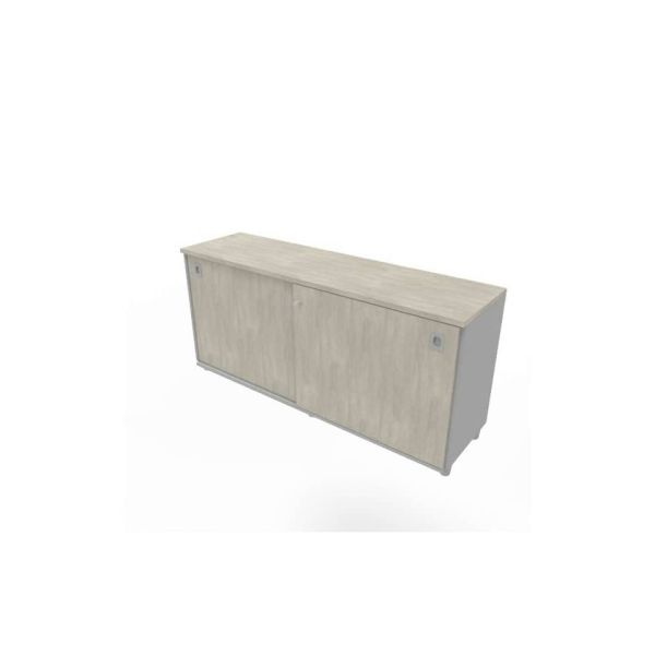 Armadio basso altezza scrivania ante scorrevoli cemento doppia larghezza 160x45xH.73 cm - ECEB16S-CL-CL