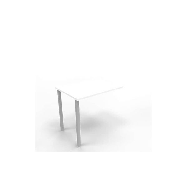 Dattilo scrivania sospeso piano bianco 80x60xH.75 cm gamba sez. quadrata in acciaio argento Practika ECDM080-BA-A