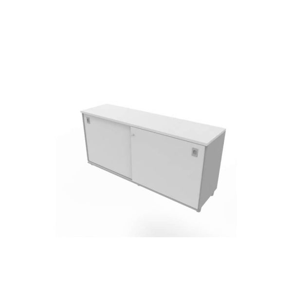 Armadio basso altezza scrivania ante scorrevoli grigie doppia larghezza 160x45xH.73 cm - ECEB16S-GR-GR