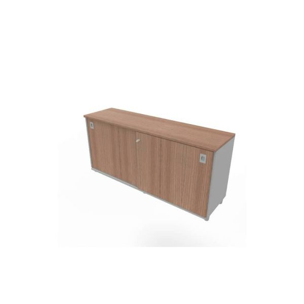 Armadio basso altezza scrivania ante scorrevoli noce canaletto doppia larghezza 160x45xH.73 cm - ECEB16S-NO-NO