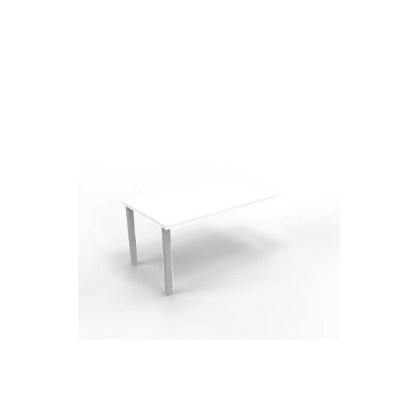 Dattilo scrivania sospeso piano bianco 100x60xH.75 cm gamba sez. quadrata in acciaio argento Practika ECDM100-BA-A