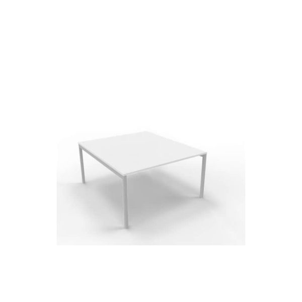 Bench piano bianco 140x160xH.75 cm gamba a ponte in acciaio argento linea Practika P3 Quadrifoglio - ECBEC14-BA-A