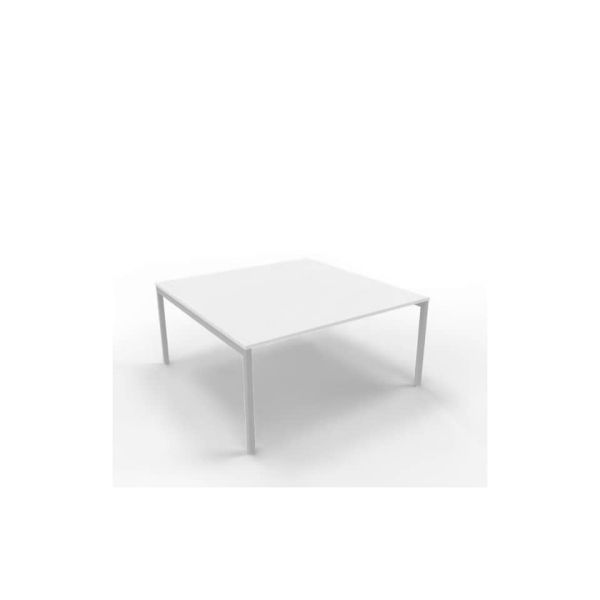 Bench piano bianco 160x160xH.75 cm gamba a ponte in acciaio argento linea Practika P3 Quadrifoglio - ECBEC16-BA-A