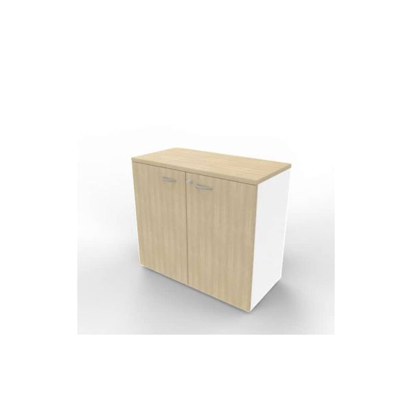 Armadio basso con ante battenti rovere scocca bianca 90x45xH.81,5 cm linea Practika Quadrifoglio - ECEB90B-RK-BA-RK