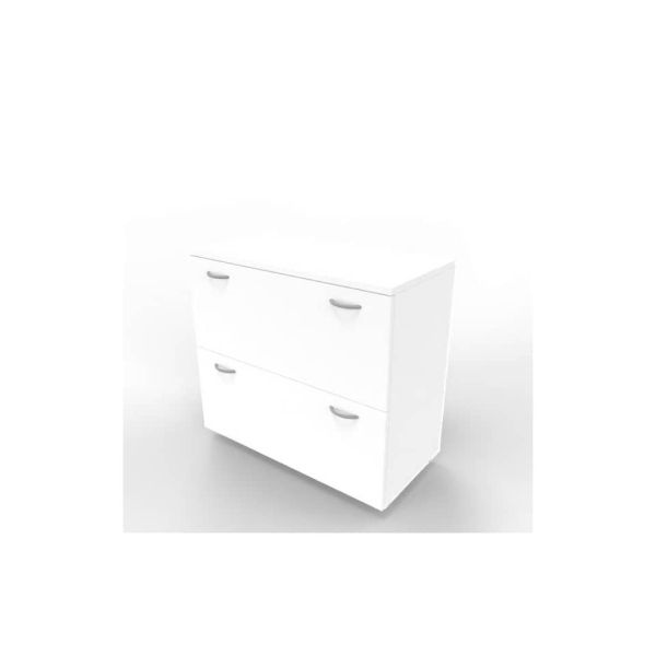 Armadio basso bianco con scocca bianca 90x45xH.81,5 cm con due classificatori estraibili Practika - ECEB90C-BA-BA-BA