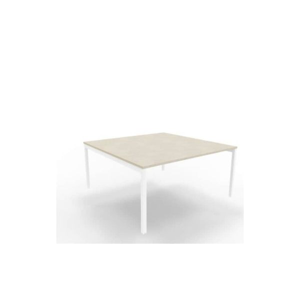 Bench piano cemento 160x160xH.75 cm gamba a ponte in acciaio bianco linea Practika P3 Quadrifoglio - ECBEC16-CL-I