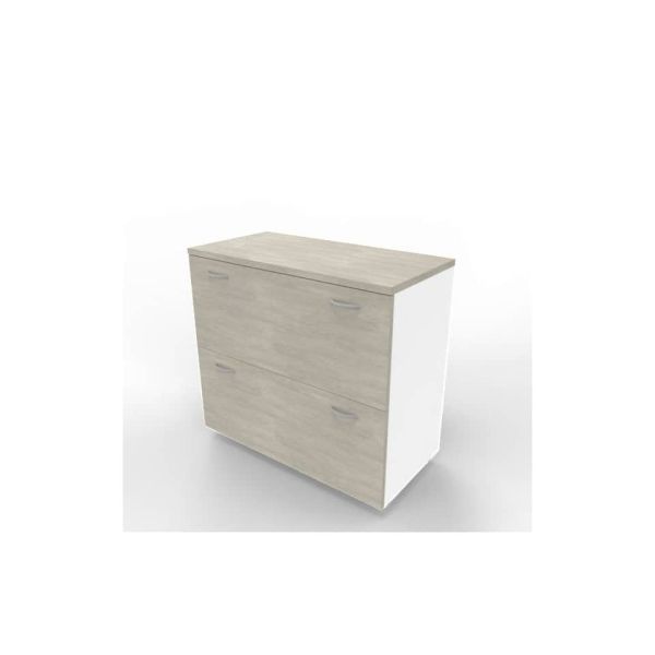 Armadio basso cemento con scocca bianca 90x45xH.81,5 cm con due classificatori estraibili Practika - ECEB90C-CL-BA-CL