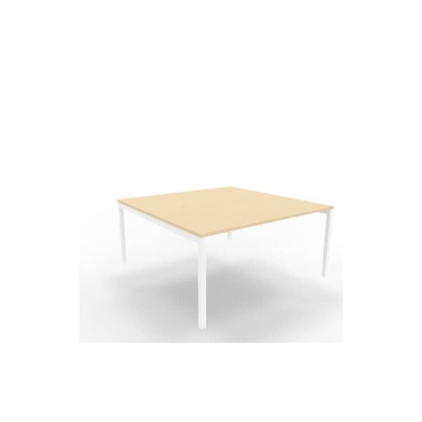 Bench piano rovere 160x160xH.75 cm gamba a ponte in acciaio bianco linea Practika P3 Quadrifoglio - ECBEC16-RK-I