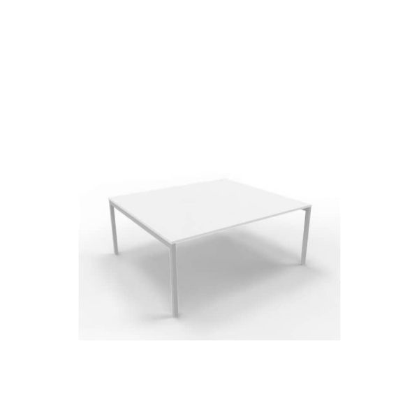 Bench piano bianco 180x160xH.75 cm gamba a ponte in acciaio argento linea Practika P3 Quadrifoglio - ECBEC18-BA-A