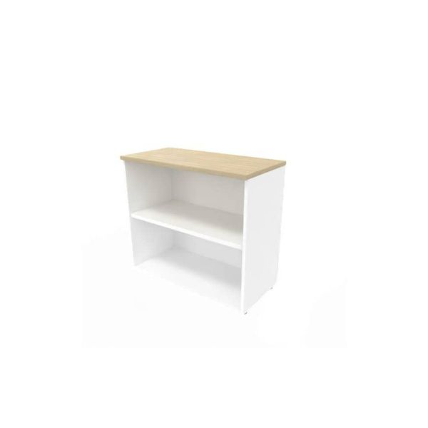 Armadio a giorno basso finitura rovere scocca bianca 90x45xH.81,5 cm linea Practika Quadrifoglio - ECEB90G-RK-BA