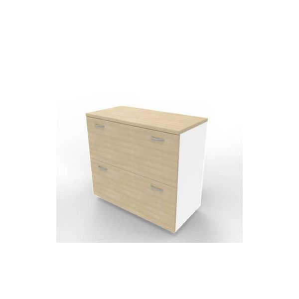 Armadio basso rovere con scocca bianca 90x45xH.81,5 cm con due classificatori estraibili Practika - ECEB90C-RK-BA-RK