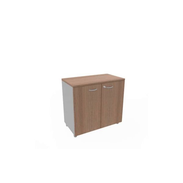 Armadio basso altezza scrivania ante noce canaletto scocca trama antracite 80x45xH.73 cm - ECEB80B-NO-TA-NO