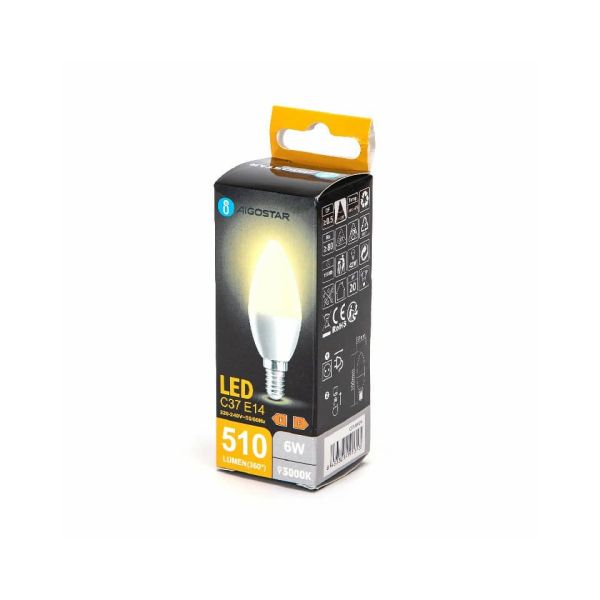Lampadina LED C37 E14 6W 510 lumen Aigostar luce calda B10105MQP