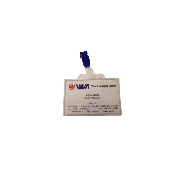 Portanome Viva rigido con clip in metallo 88x53 mm pvc trasparente - conf. 50 pz - 138+150PL