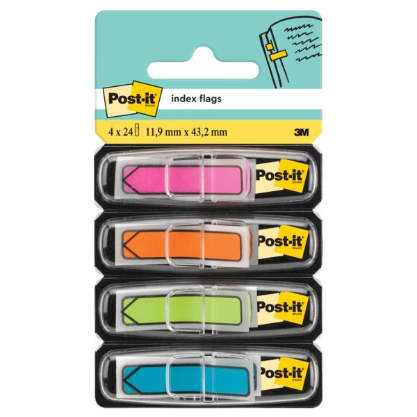 Segnapagina removibili Post-it® Index Mini ''Freccia'' 684 colori vivaci assortiti - 4 confezioni da 24 - 684ARR4