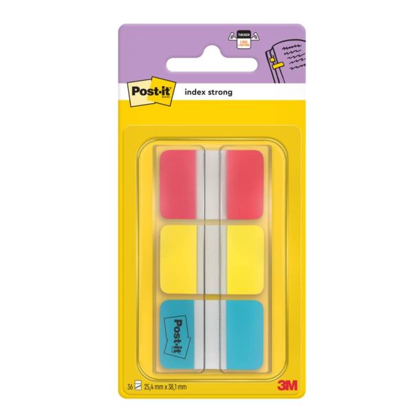 Segnapagina removibii Post-it® Index Strong 686 - 3 colori classici 3 blocchetti da 22 - 686-RYBEU