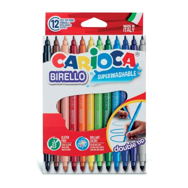 Pennarelli doppia punta Carioca Birello - conf. da 12 colori assortiti - 41457