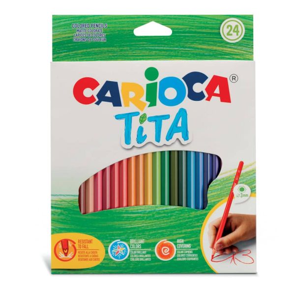 Matite colorate Carioca Tita Ø 3 mm - conf. da 24 colori assortiti - 42794