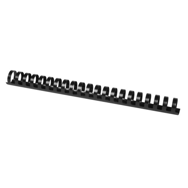 Dorsi a spirale in PVC per rilegatura Q-Connect A4 - 21 anelli 25 mm - fino a 190 ff nero - conf. 50 pz - KF32118