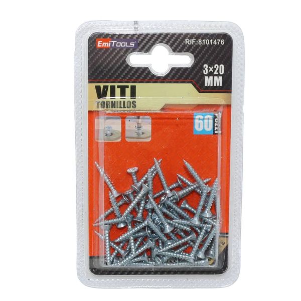 Viti per legno argentate Emi - 20x3 mm - conf. da 60 pezzi 8101476