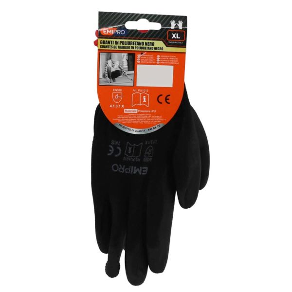 Guanti da lavoro in poliuretano Emi 10/XL - nero - EN 388 4131X - 8104297