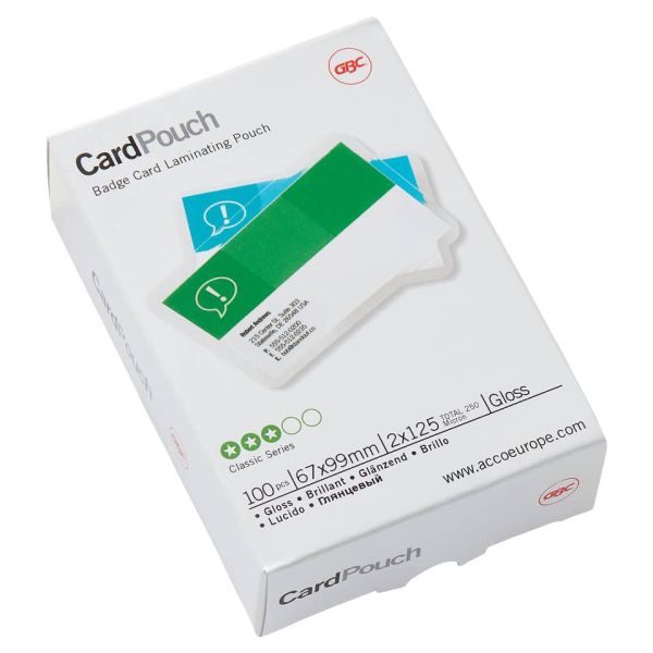 Pouches per plastificatrici a caldo GBC 2x125 µm finitura lucida 6,7x9,9 cm conf. da 100 pz - 3743177