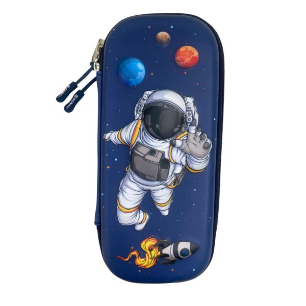 Astuccio ovalino a 1 zip Donau con fantasia astronauta in 3D - conf. 3 pz - 322290
