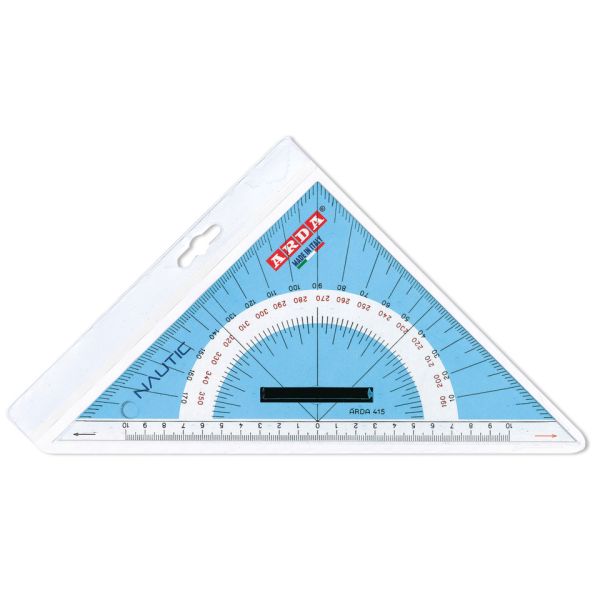 Squadra nautica Arda 45° 26 cm in plexiglas con pomolo e millimetratura con linea di fede - 415