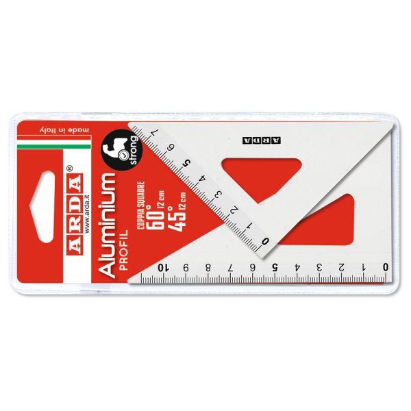 Set 2 squadre 12 cm da 45° + 60° Arda in alluminio 80312