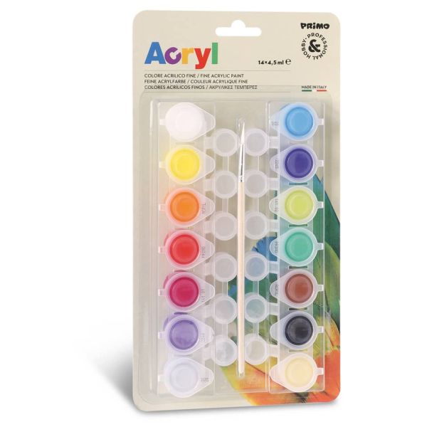 Colori acrilici fini Primo 4,5 ml in conf. da 14 colori assortiti 161TA14BL