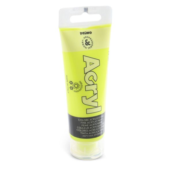 Colore acrilico Primo in bottiglia PET con tappo dosatore 75 ml - 210 giallo fluo - 420TAF75210