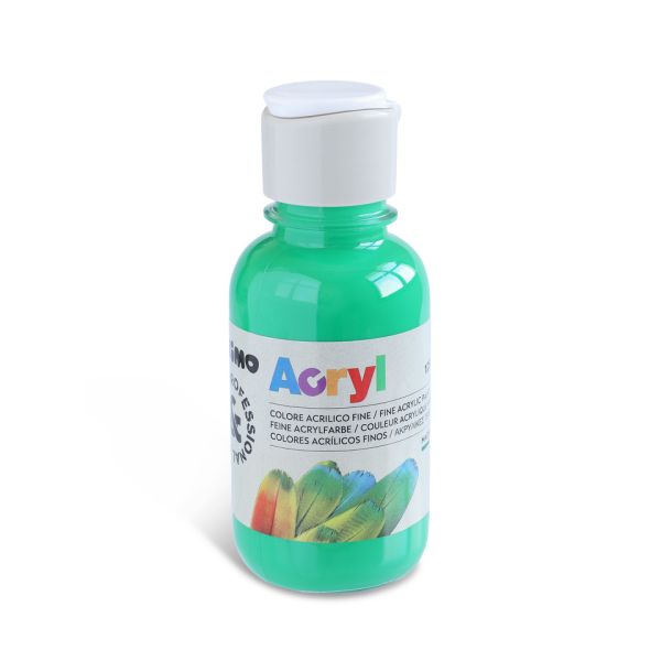 Colore acrilico Primo in bottiglia PET con tappo dosatore 125 ml - 610 verde brillante - 402TA125610