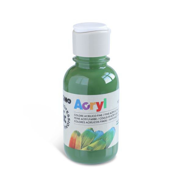 Colore acrilico Primo in bottiglia PET con tappo dosatore 125 ml - 665 verde oliva - 402TA125665
