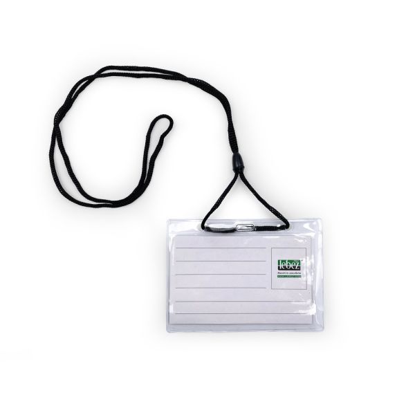 Portabadge con cordoncino Lebez colore nero - conf. 100 pezzi - 31-100-N-B