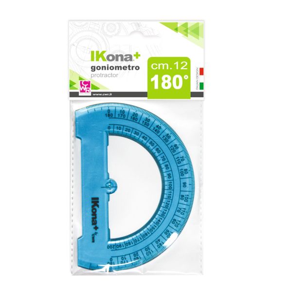 Goniometro semicircolare IKona+ 180° - Ø 12 cm - azzurro trasparente - 550