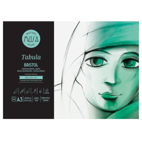 Blocco collato Belle Arti Musa Tabula Bristol - 240 g - A3 20 fogli - MU136293