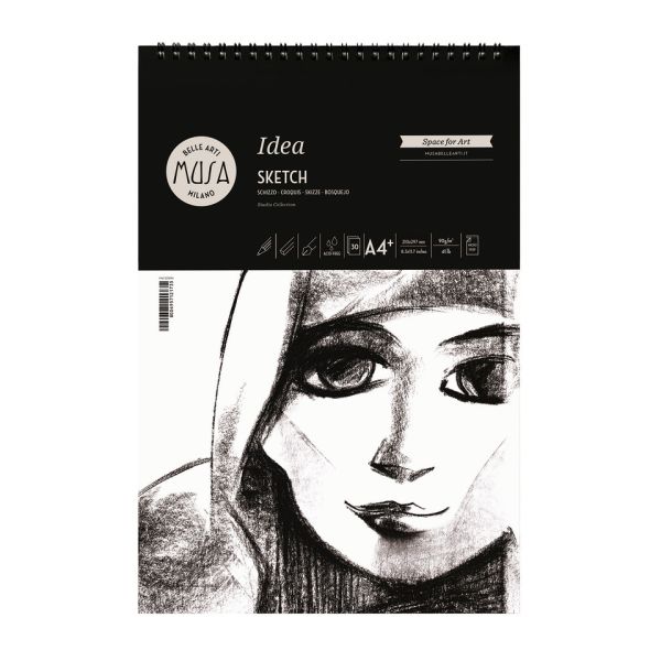Blocco con spirale Belle Arti Musa Idea Sketch - 90 g - A4 30 fogli - MU123394