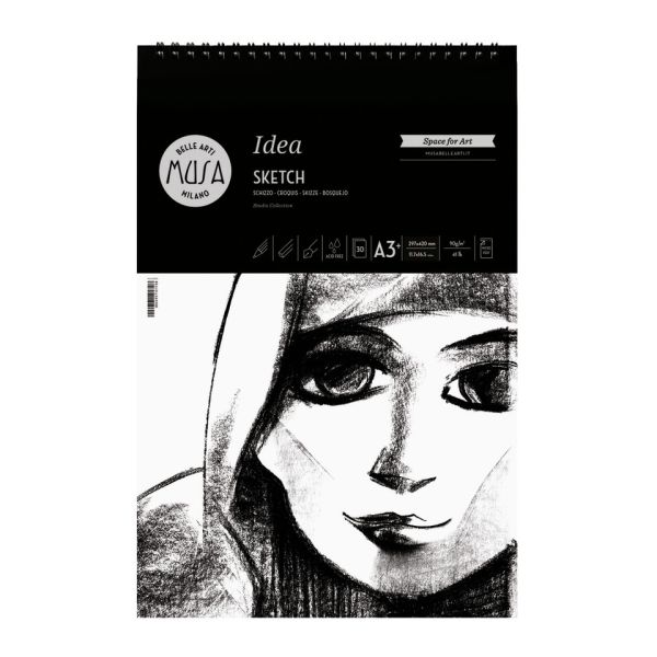 Blocco con spirale Belle Arti Musa Idea Sketch - 90 g - A3 30 fogli - MU123393
