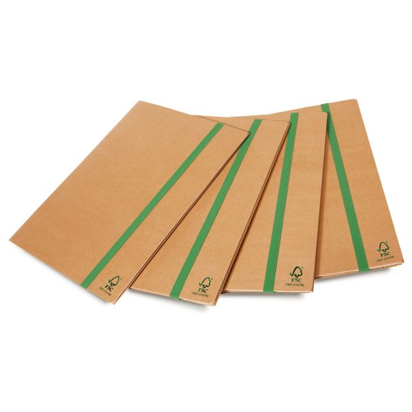 Cartellina a tre lembi con elastico Euro-cart dorso 4 cm colore avana - 37x29,5 cm - conf. 5 pezzi - XCPECO07AV
