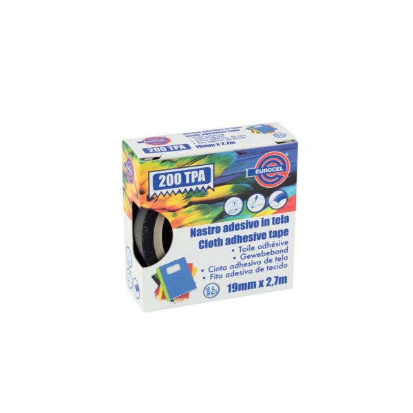 Nastro adesivo telato Eurocel formato 19 mm x 2,7 m - colore nero 016714194
