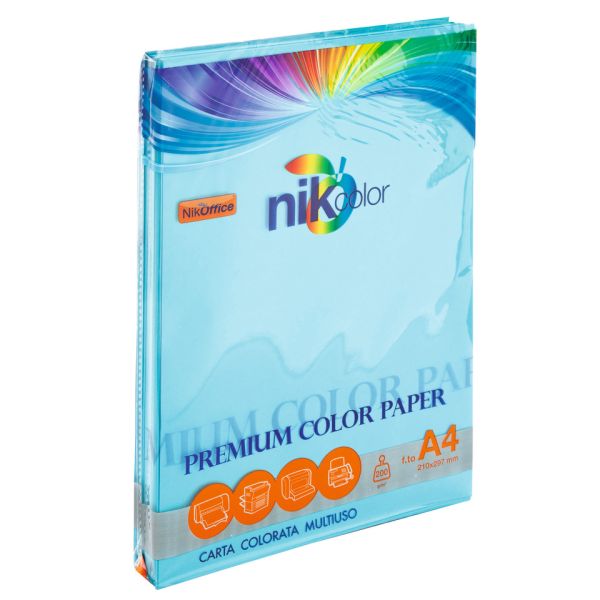 Carta colorata colori pastello formato A4 Nikoffice 5 colori assortiti pastello 200 g - 100 ff - 23NIK095/200