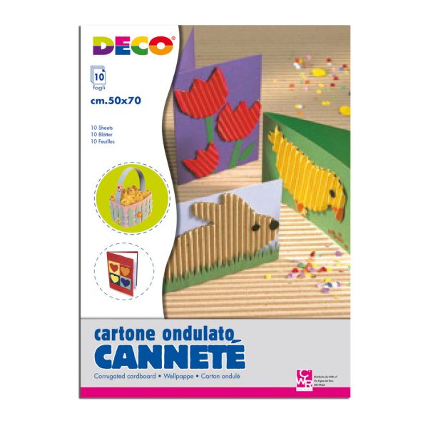 Cartoncino ondulato cannetè Deco 50x70 cm - 230 g - colori assortiti - conf. 10 pezzi - 2205