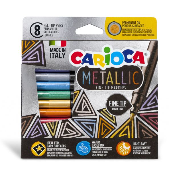 Pennarelli Carioca Metallic a punta fine - conf. da 8 colori assortiti - 43162