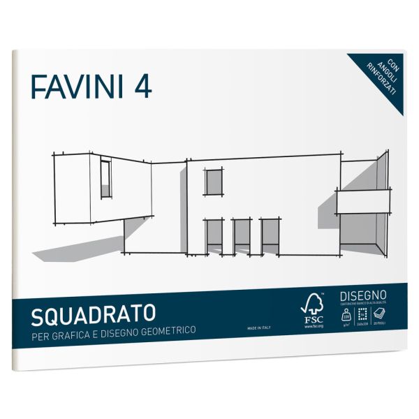 Cartangolo da disegno Favini 4 f.to 24x33 cm 20 fogli da 220 g/m2 liscio squadrato - A167504