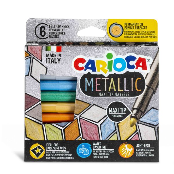 Pennarelli Carioca Metallic punta maxi Ø 6 mm - conf. da 6 colori assortiti - 43161