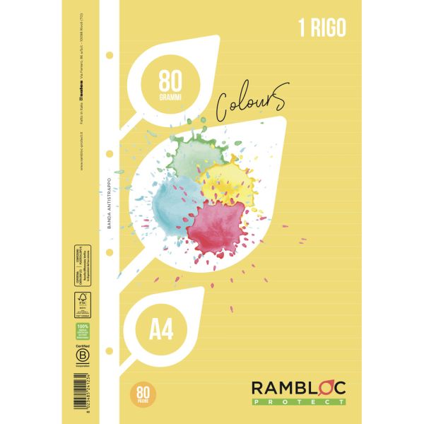 Ricambio rinforzato quaderni ad anelli Rambloc formato A4 colore giallo - 1R - 90524123