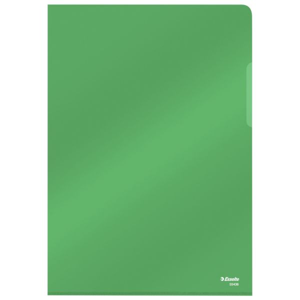 Cartellina a L in PVC Esselte Crystal A4 conf. da 25 pezzi Esselte verde - 55436