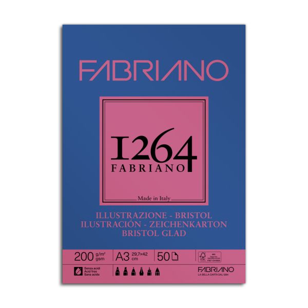 Blocco collato Fabriano Illustrazione 200 g - 50 fogli A3 - 19100655