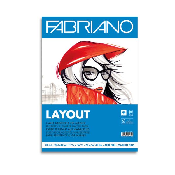Blocco belle arti Fabriano Layout 75 g - 70 fogli A3 - 19100506