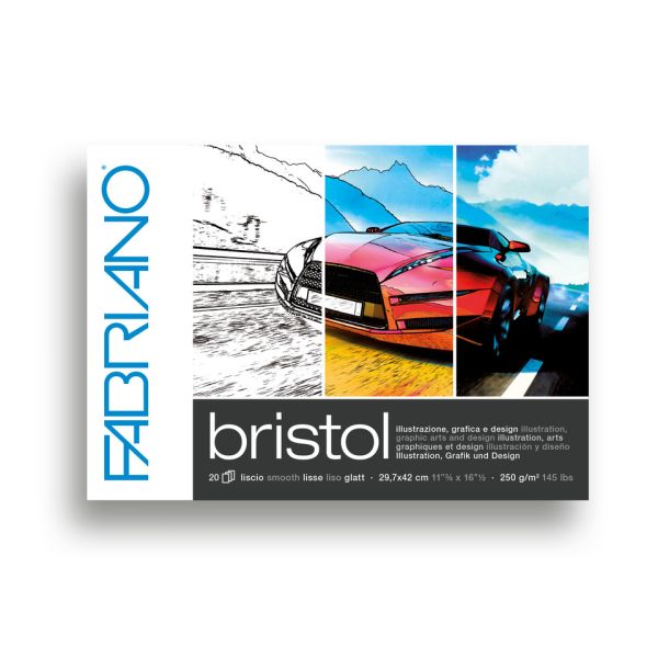 Blocco collato Fabriano Bristol liscio 250 g - 20 fogli A3 19002942